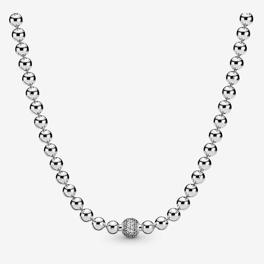 Pendant Necklaces Pandora Beads & Pave Strieborne | SK832QLJW