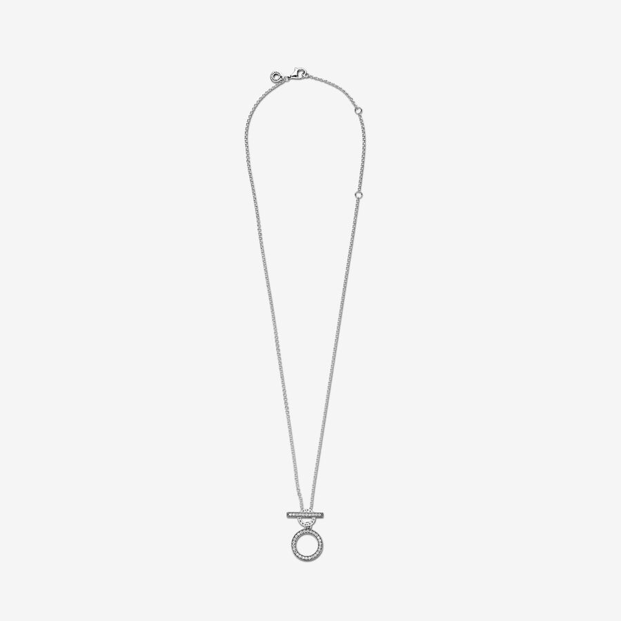 Pendant Necklaces Pandora Double T-Bar Strieborne | SK601VDMO