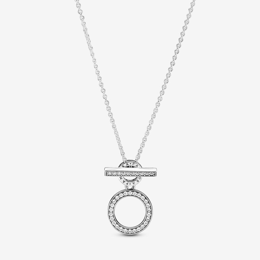 Pendant Necklaces Pandora Double T-Bar Strieborne | SK601VDMO