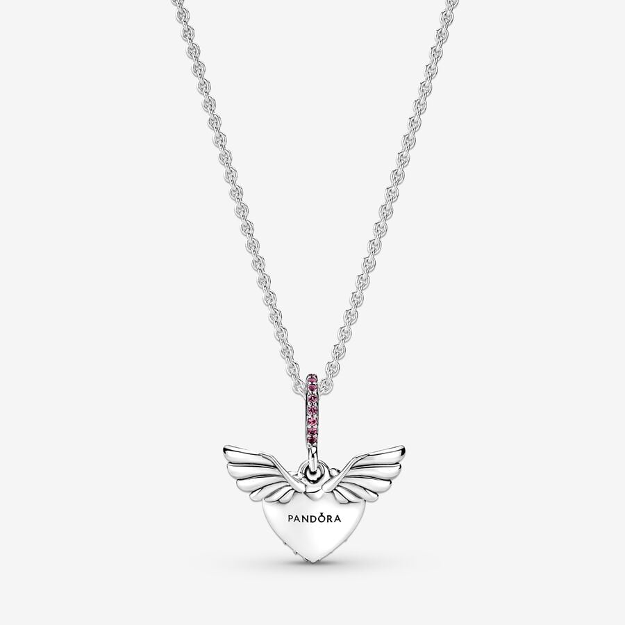 Pendant Necklaces Pandora Pave & Angel Wings Strieborne | SK271QZKR