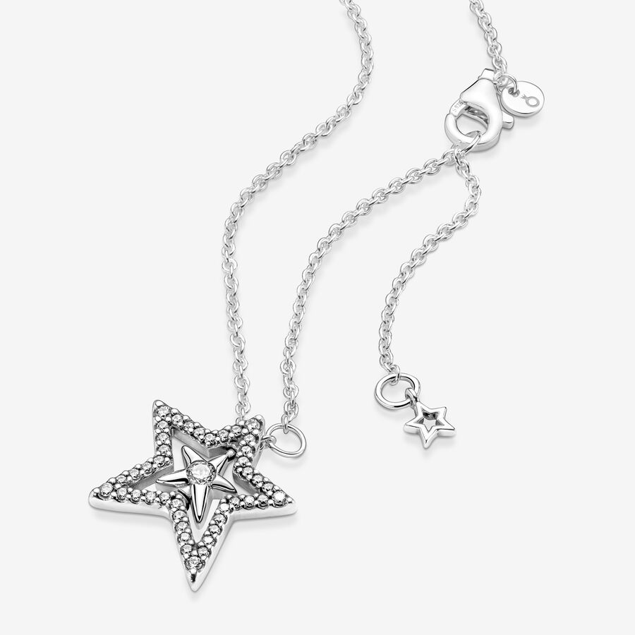 Pendant Necklaces Pandora Pave Asymmetric Star Collier Strieborne | SK984NLQJ