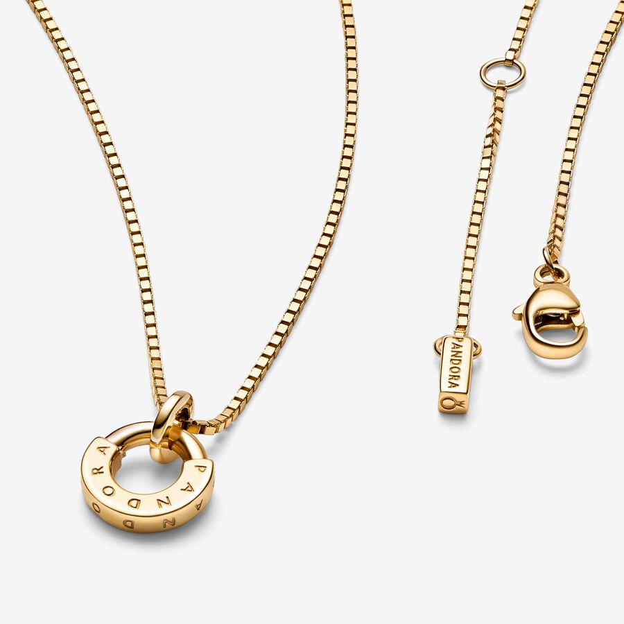 Pendant Necklaces Pandora Signature I-D Collier & Zlate | SK254YAGW