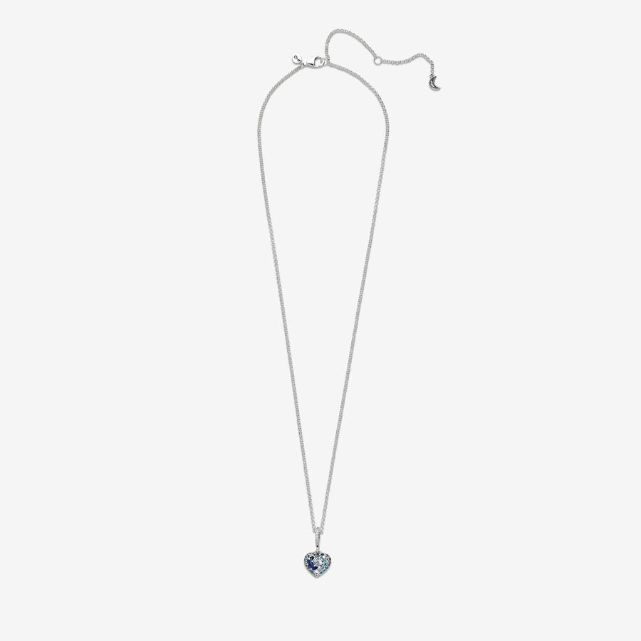 Pendant Necklaces Pandora Sparkling Blue Moon & Stars Strieborne | SK129KTAP