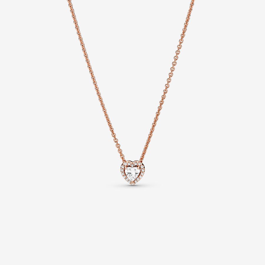 Pendant Necklaces Pandora Sparkling Collier Ruzove Zlate | SK798BXDA