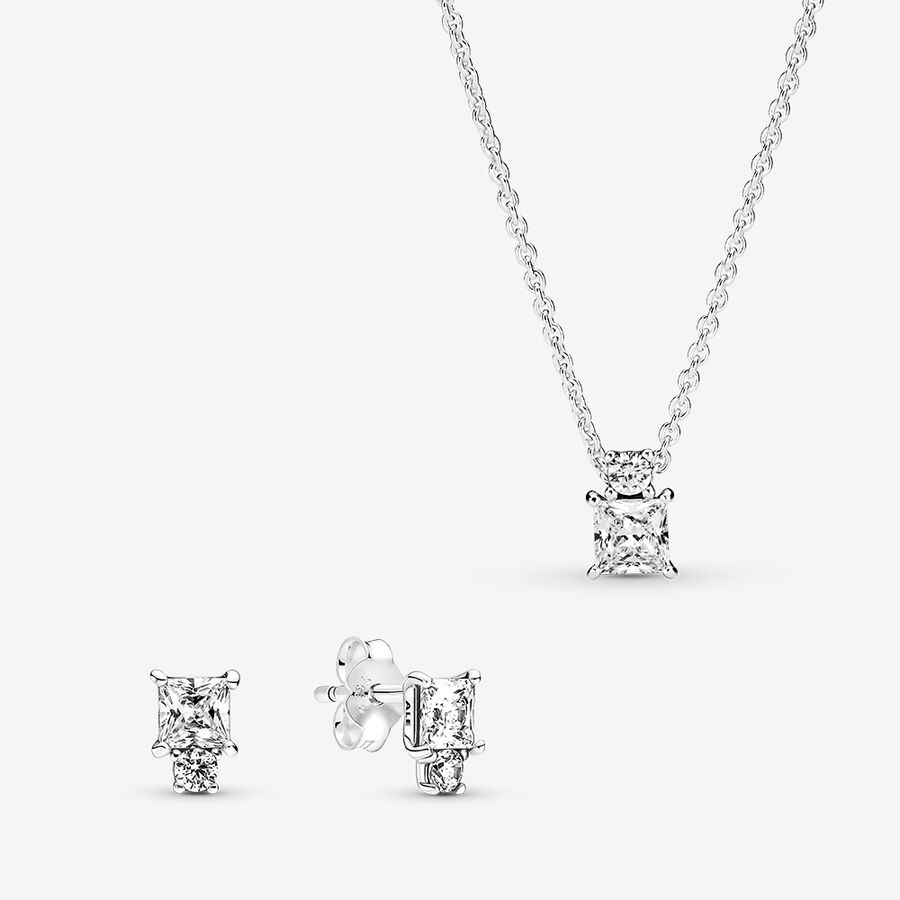 Pendant Necklaces Pandora Sparkling Round & Square Viacfarebný | SK841BRQT