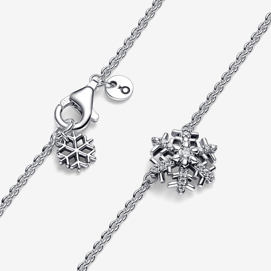 Pendant Necklaces Pandora Sparkling Snowflake Strieborne | SK457EIRP