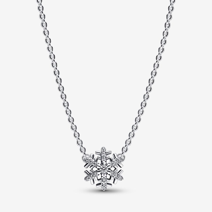 Pendant Necklaces Pandora Sparkling Snowflake Strieborne | SK457EIRP