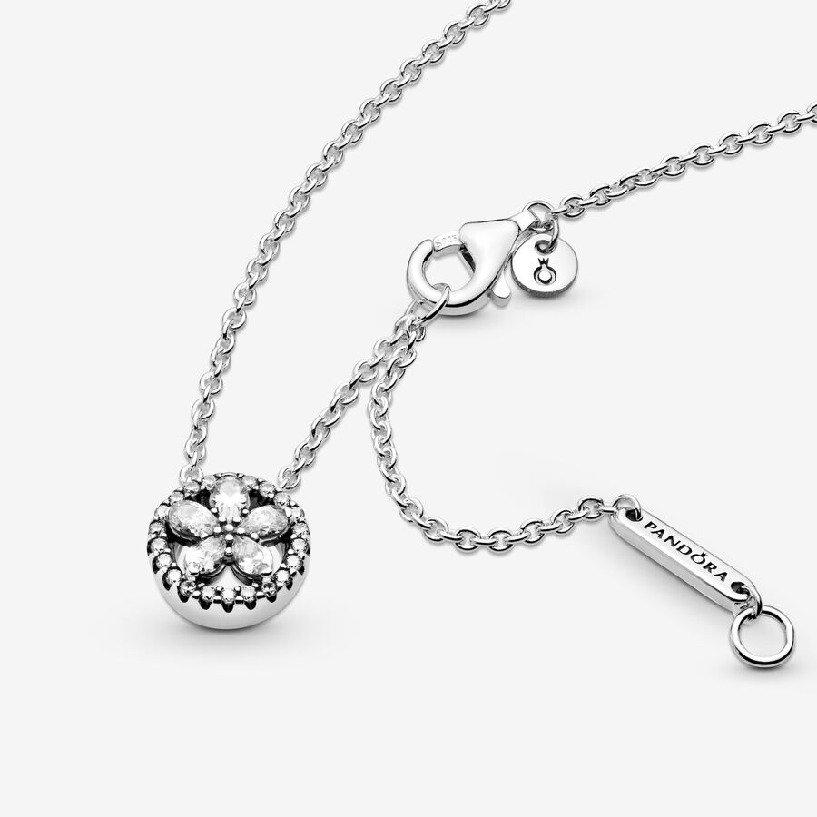 Pendant Necklaces Pandora Sparkling Snowflake Collier Strieborne | SK489MXRL