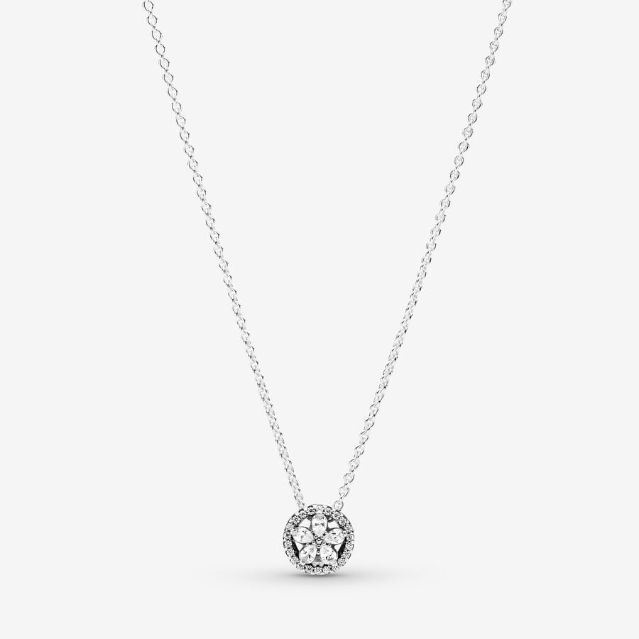 Pendant Necklaces Pandora Sparkling Snowflake Collier Strieborne | SK489MXRL