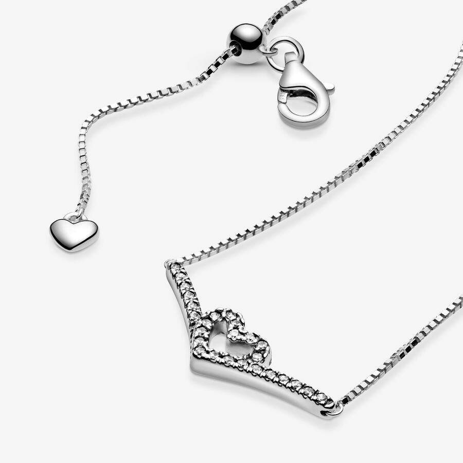 Pendant Necklaces Pandora Sparkling Wishbone Collier Strieborne | SK073BCGI