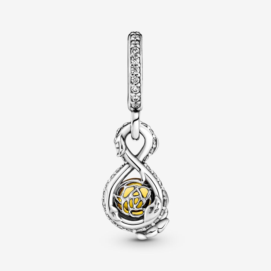 Prívesky Pandora Disney Belle Infinity & Flower Strieborne | SK548YJQO