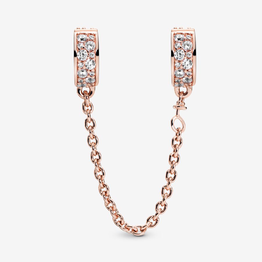 Safety Chains Pandora Clear Pave Clip Ruzove Zlate | SK036UWPG