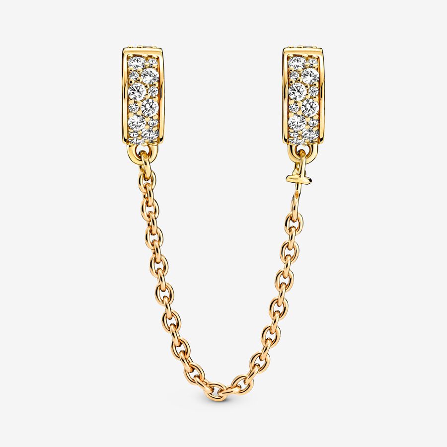 Safety Chains Pandora Clear Pave Clip Zlate | SK294LXGO