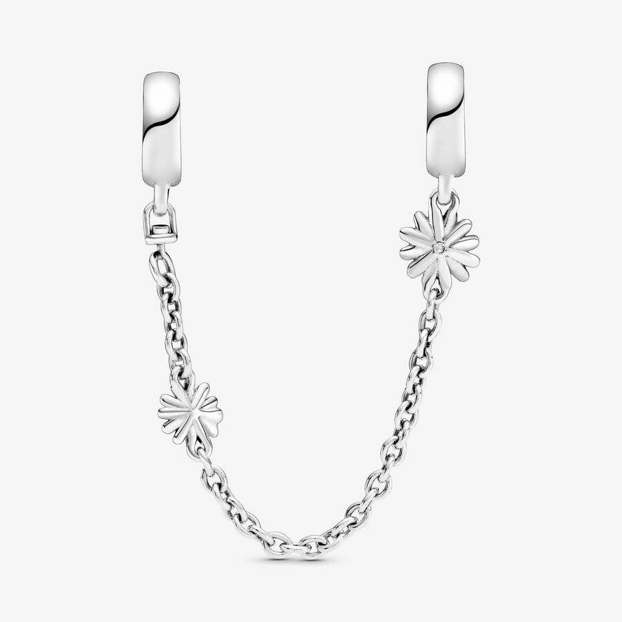 Safety Chains Pandora Daisy Flower Strieborne | SK209FEOM