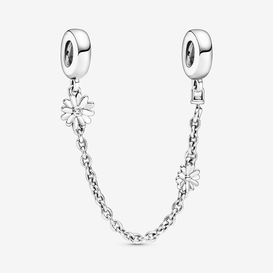 Safety Chains Pandora Daisy Flower Strieborne | SK209FEOM