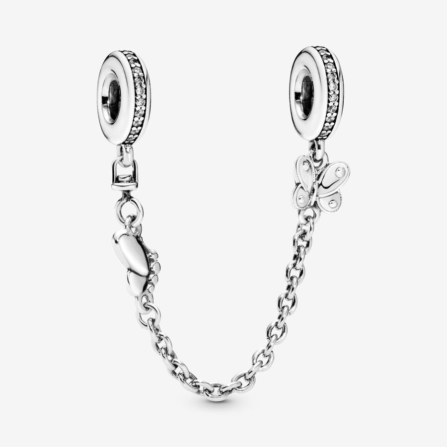 Safety Chains Pandora Decorative Butterflies Strieborne | SK812PDXM