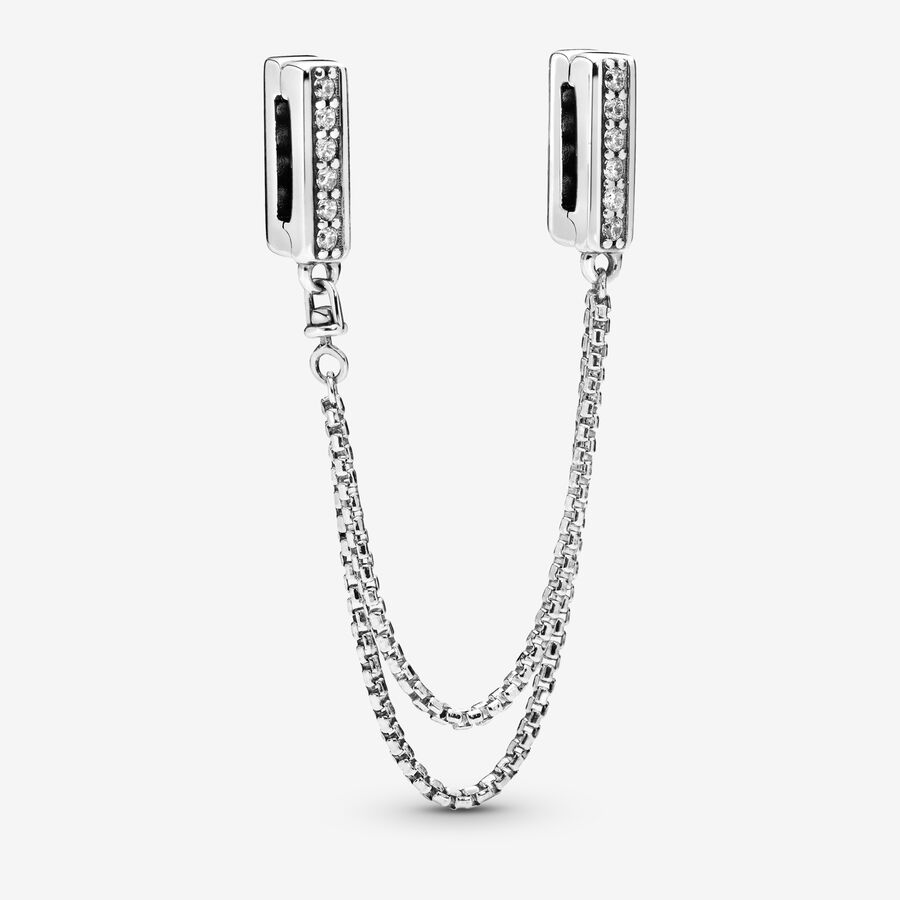 Safety Chains Pandora Reflexions Sparkling Clip Strieborne | SK729XGYZ