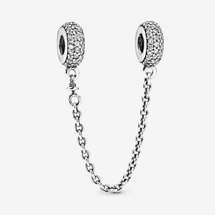 Safety Chains Pandora Sparkling Pave Strieborne | SK254ZCDQ