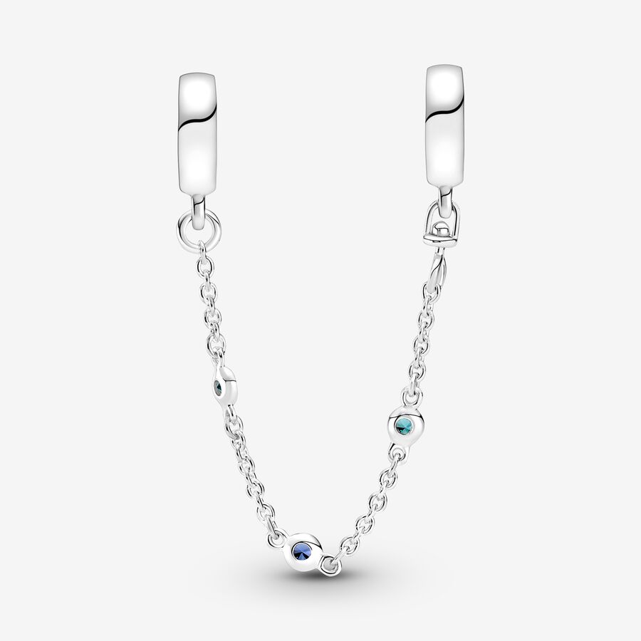 Safety Chains Pandora Triple Blue Stone Strieborne | SK703DYOK