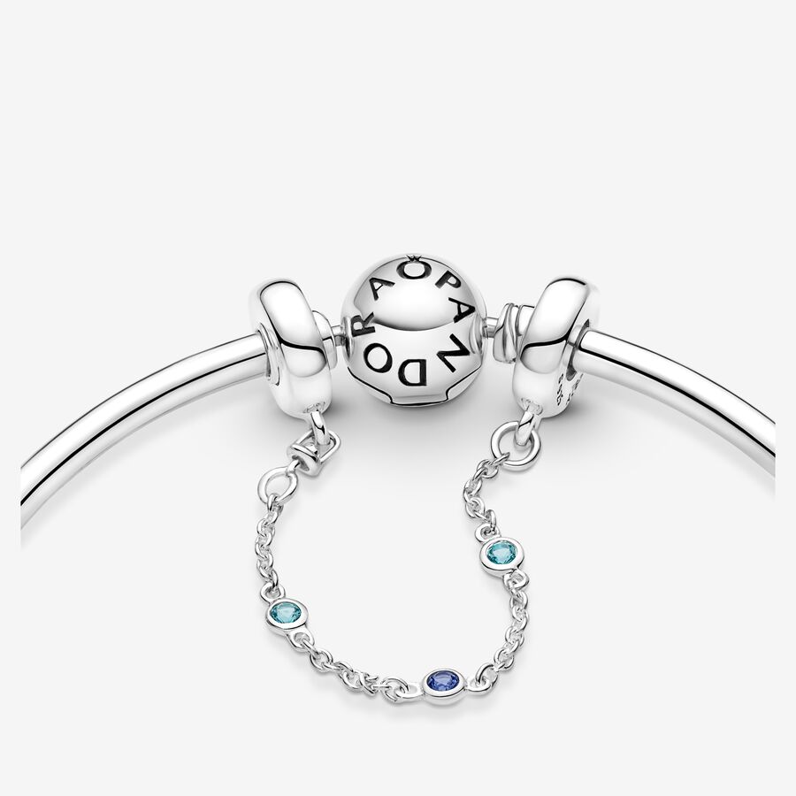 Safety Chains Pandora Triple Blue Stone Strieborne | SK703DYOK