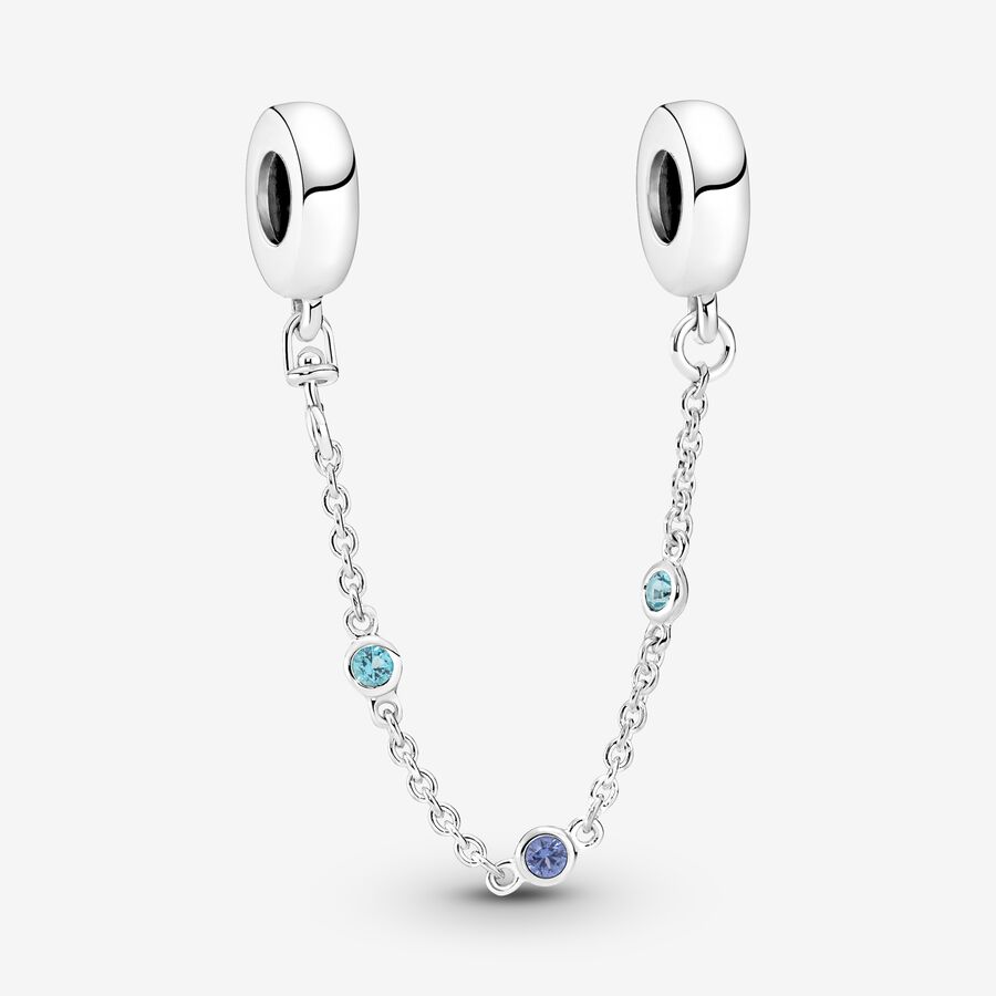 Safety Chains Pandora Triple Blue Stone Strieborne | SK786YLXD