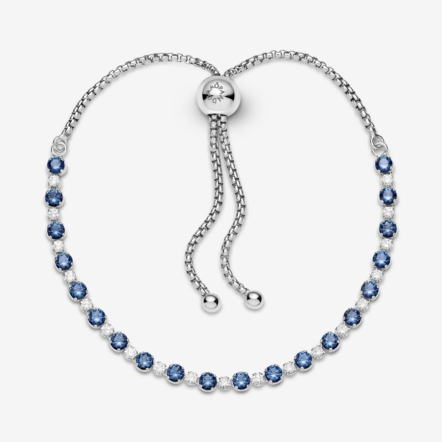 Sliding Bracelets Pandora Blue Clear Sparkle Slider Strieborne | SK408BCVW