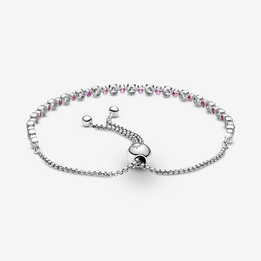 Sliding Bracelets Pandora Pink & Clear Sparkle Slider Strieborne | SK329HNWI