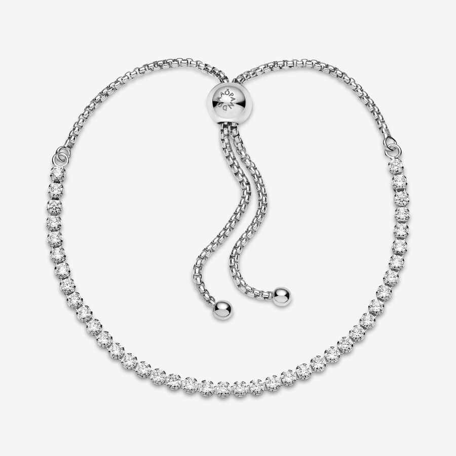 Sliding Bracelets Pandora Sparkling Slider Tenisove Strieborne | SK807KTSO