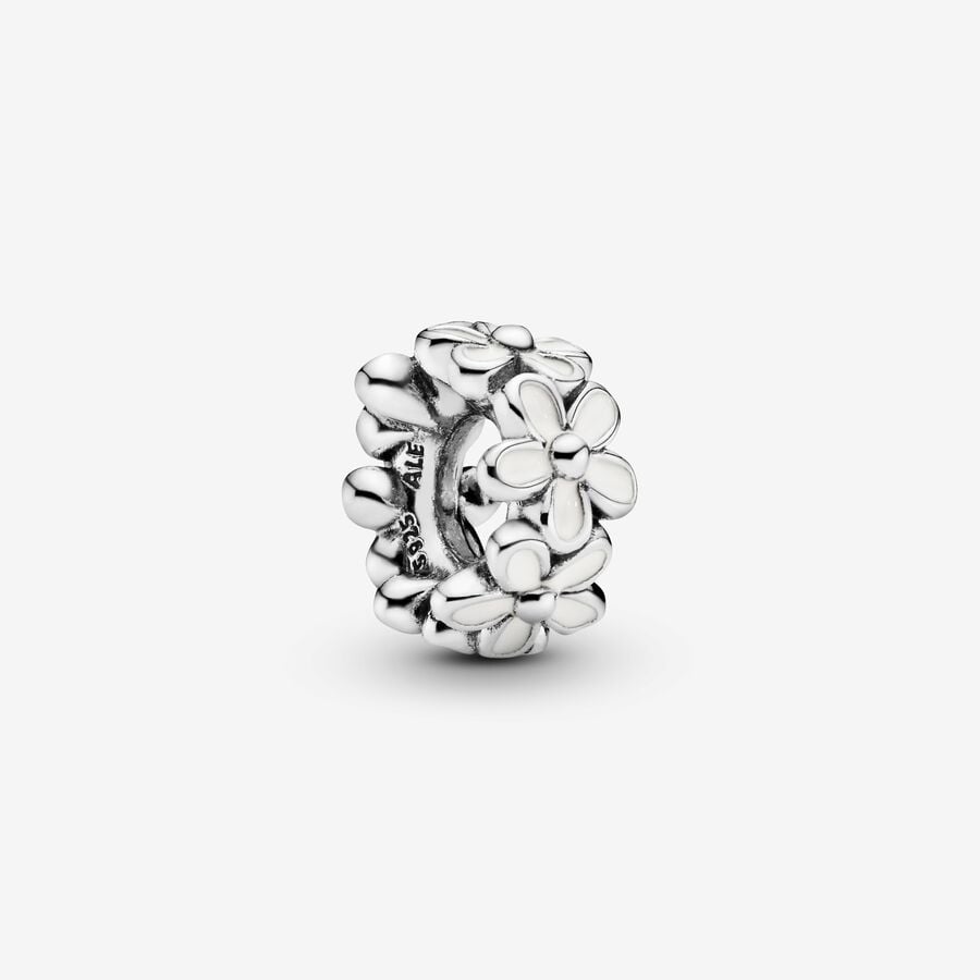 Spacer Charms Pandora Daisy Flower Strieborne | SK425CLDO