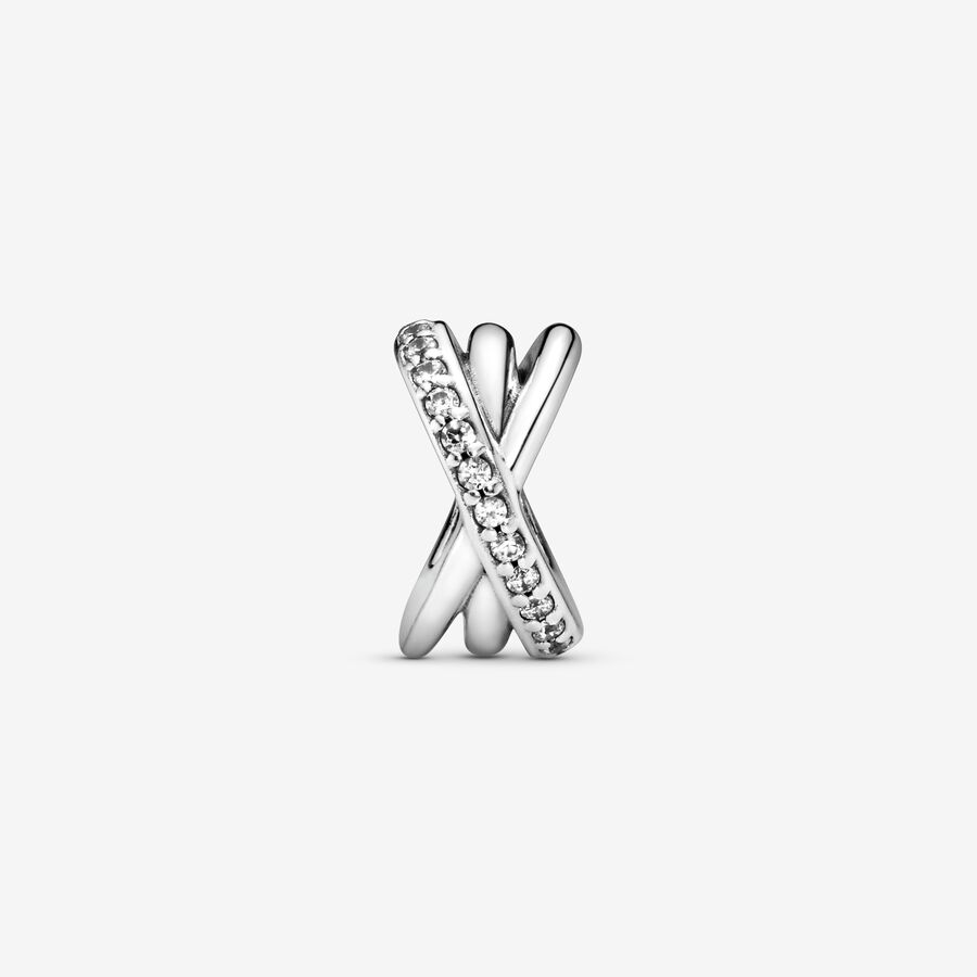 Spacer Charms Pandora Sparkling Polished Lines Strieborne | SK635EHPD