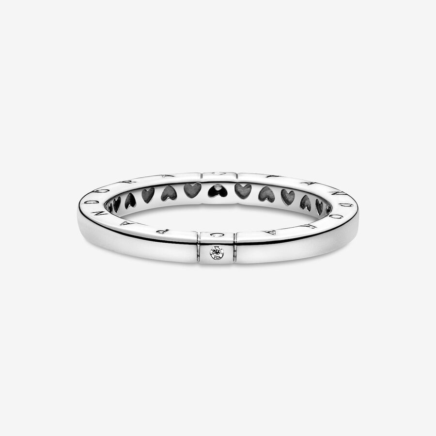 Stackable Rings Pandora Logo & Hearts & Love Strieborne | SK521FXRM