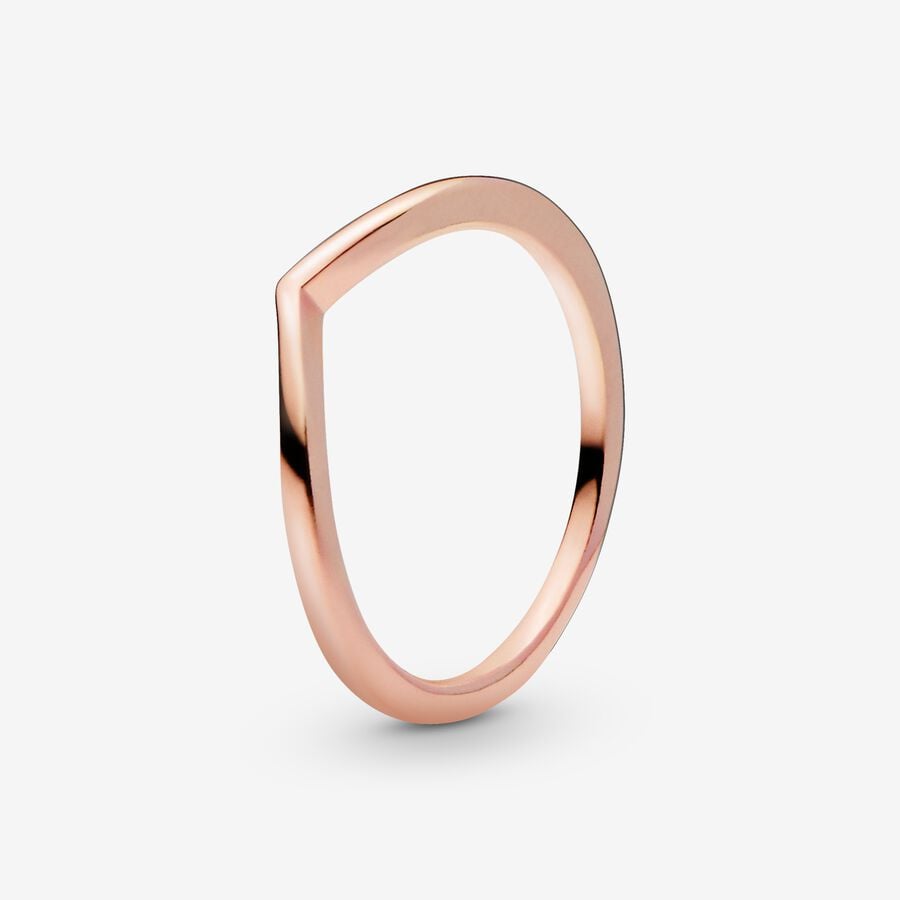 Stackable Rings Pandora Polished Wishbone Ruzove Zlate | SK189QYSU