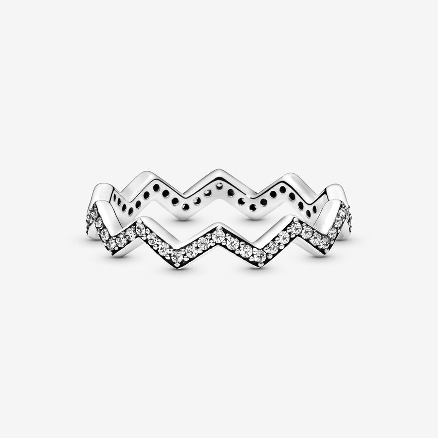 Stackable Rings Pandora Shimmering Zigzag Strieborne | SK205EUZX