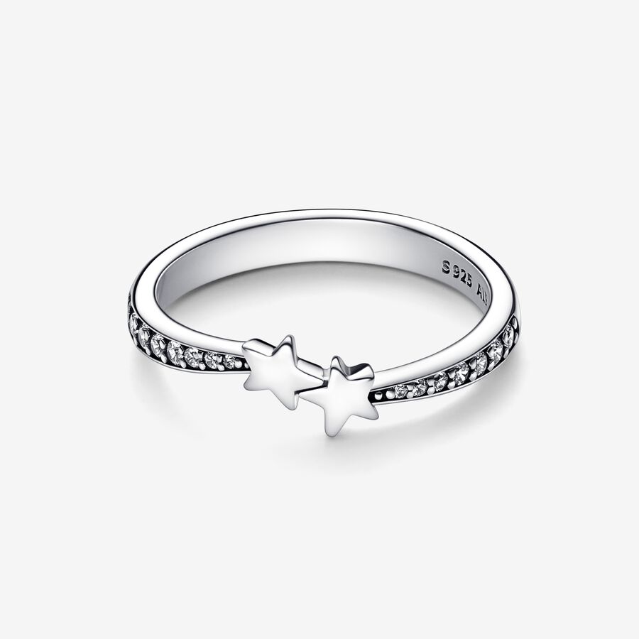 Stackable Rings Pandora Shooting Stars Sparkling Strieborne | SK429BSIM