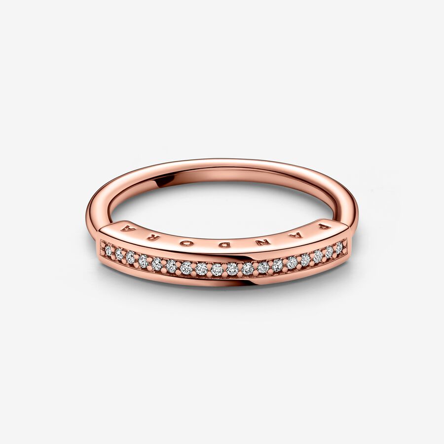 Stackable Rings Pandora Signature I-D Pave Ruzove Zlate | SK412KPGR