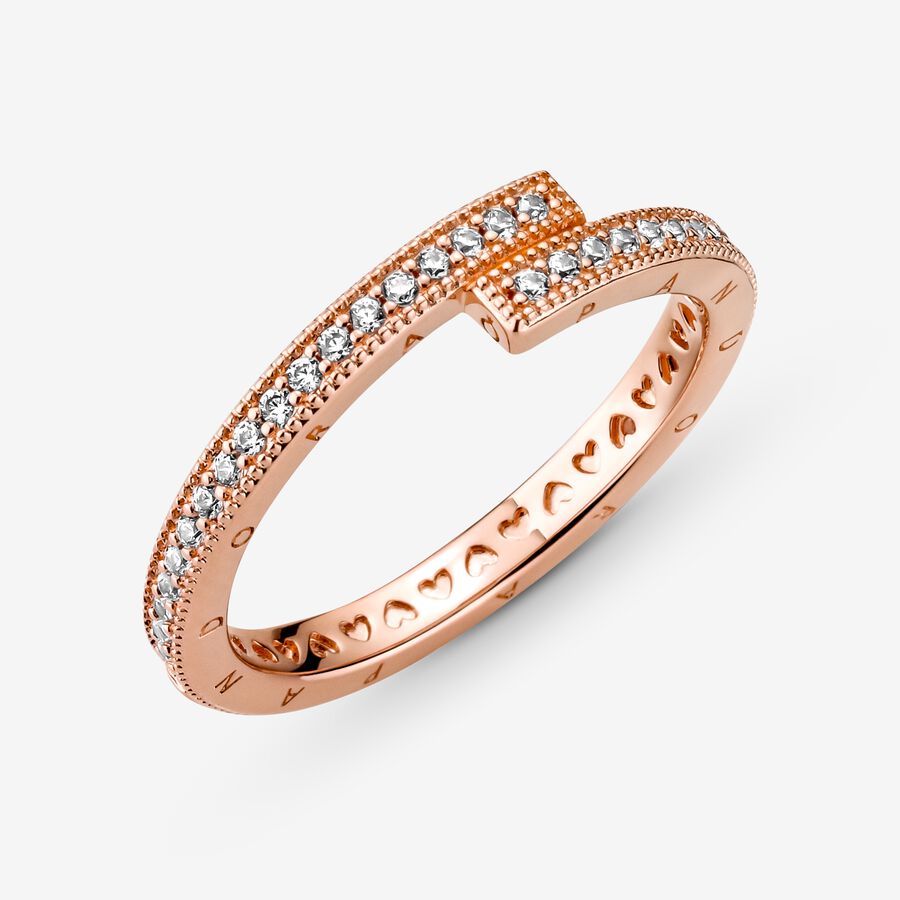 Stackable Rings Pandora Sparkling Overlapping Ruzove Zlate | SK056HINA