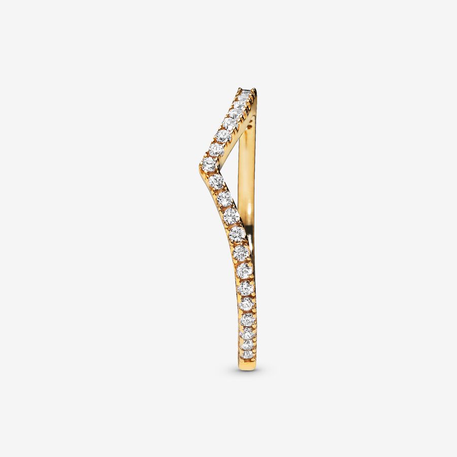 Stackable Rings Pandora Sparkling Wishbone Zlate | SK467EOUR