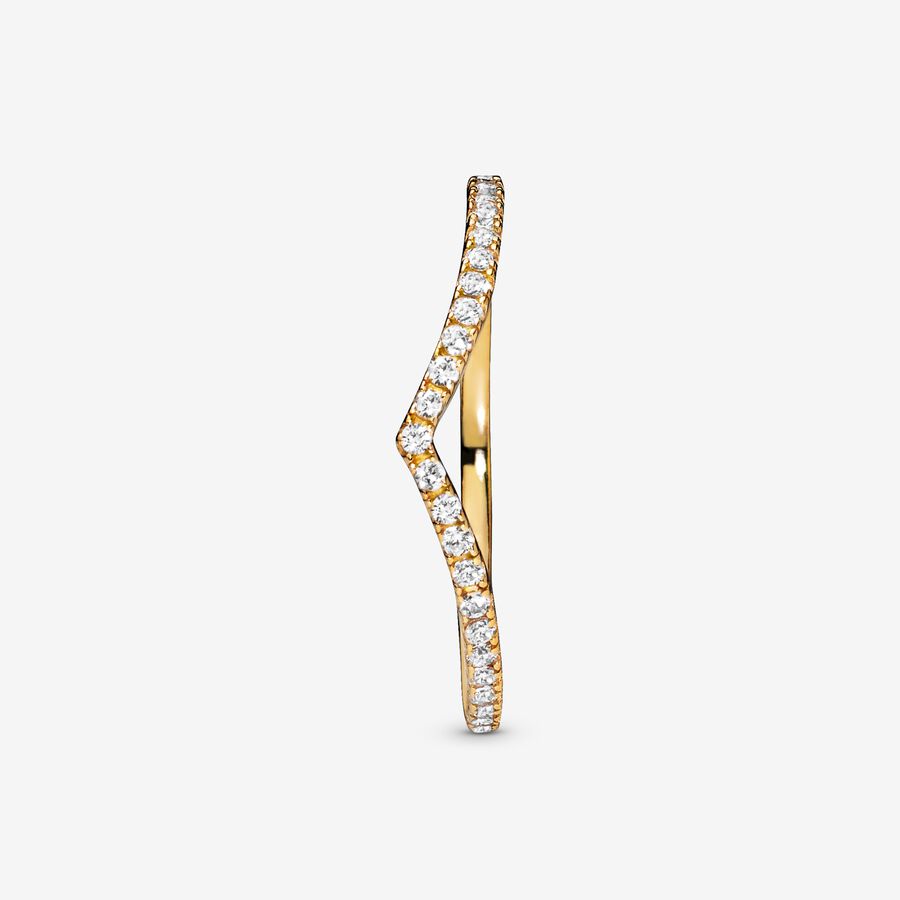 Stackable Rings Pandora Sparkling Wishbone Zlate | SK467EOUR