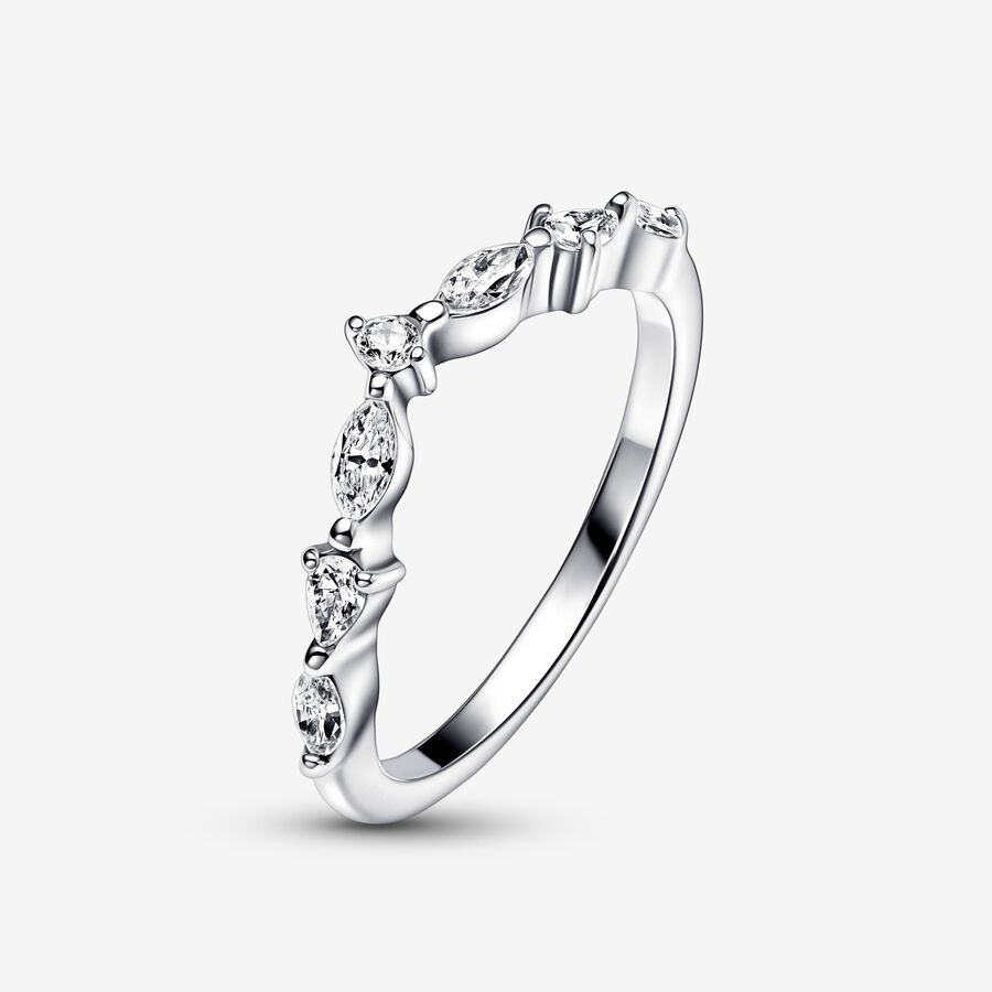 Stackable Rings Pandora Timeless Wish Sparkling Alternating Strieborne | SK164UXWV