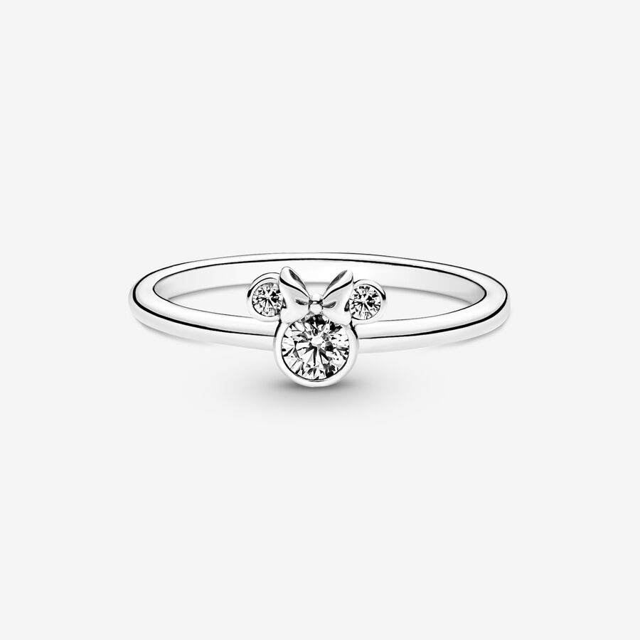 Statement Rings Pandora Disney Minnie Mouse Sparkling Head Strieborne | SK798WHJX