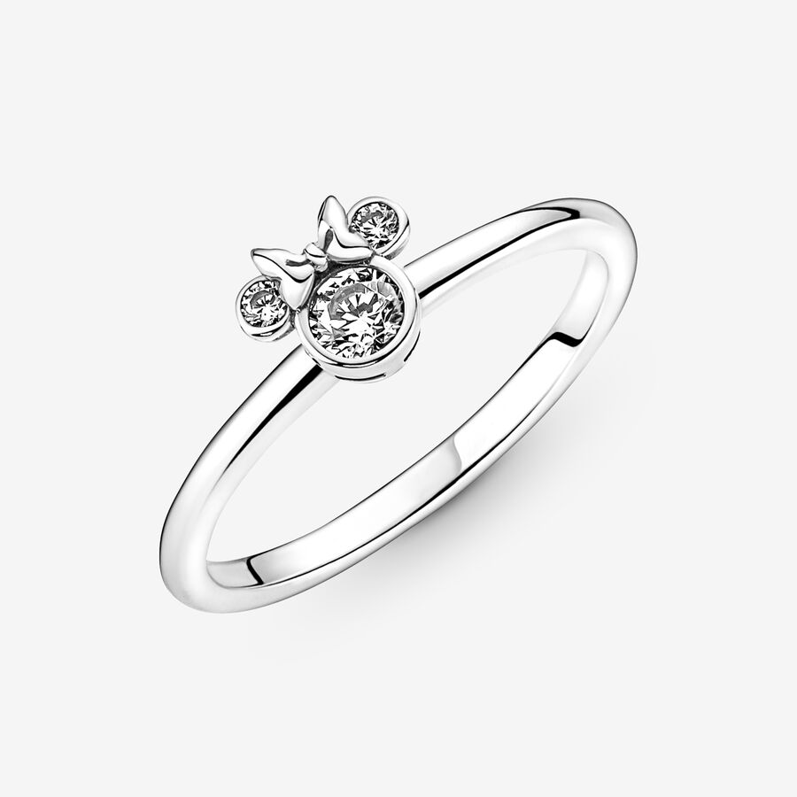 Statement Rings Pandora Disney Minnie Mouse Sparkling Head Strieborne | SK798WHJX