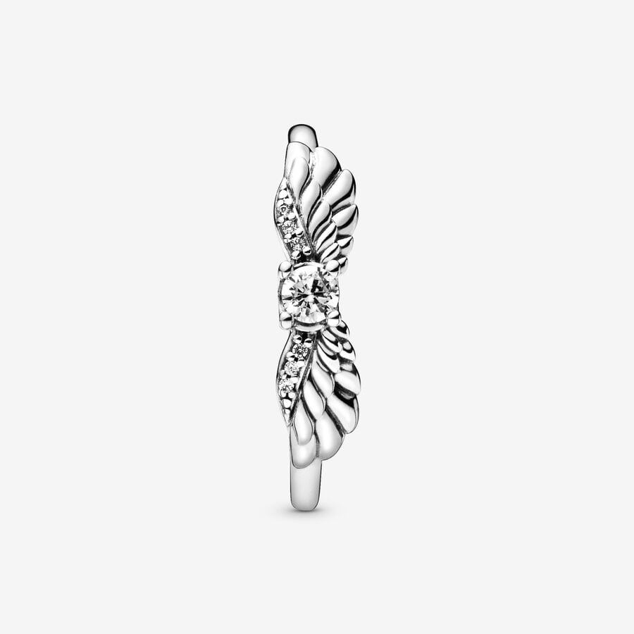 Statement Rings Pandora Sparkling Angel Wings Strieborne | SK657MLGW