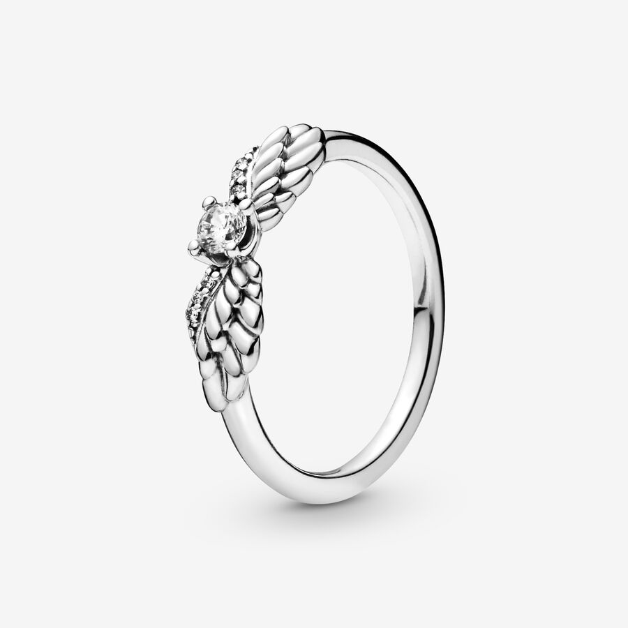 Statement Rings Pandora Sparkling Angel Wings Strieborne | SK657MLGW