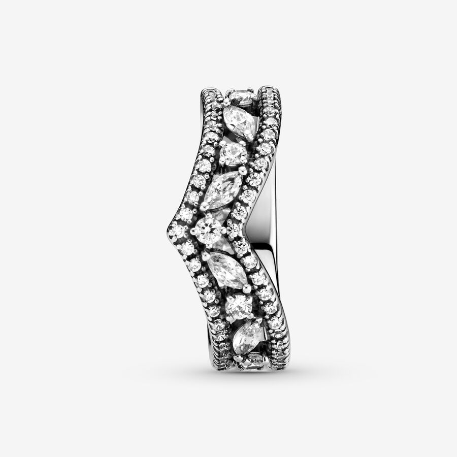 Statement Rings Pandora Sparkling Marquise Double Wishbone Strieborne | SK953VFYR