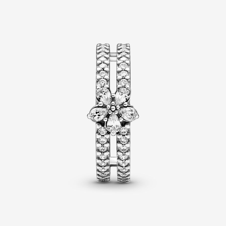 Statement Rings Pandora Sparkling Snowflake Double Strieborne | SK315HZTI