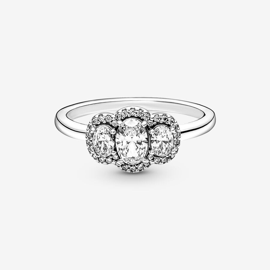 Statement Rings Pandora Three Stone Vintage Strieborne | SK782XKNM