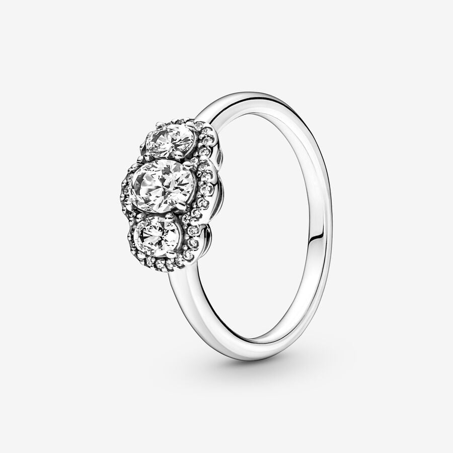 Statement Rings Pandora Three Stone Vintage Strieborne | SK782XKNM