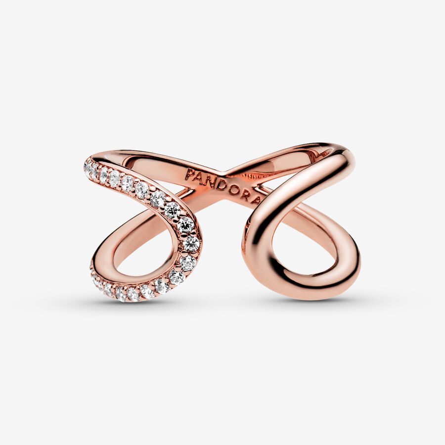 Statement Rings Pandora Wrapped Open Infinity Ruzove Zlate | SK371ZTVU