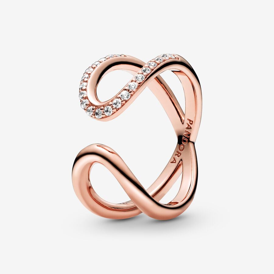 Statement Rings Pandora Wrapped Open Infinity Ruzove Zlate | SK371ZTVU