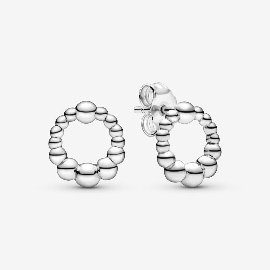 Stud Earrings Pandora Beaded Circle Strieborne | SK086UMYT